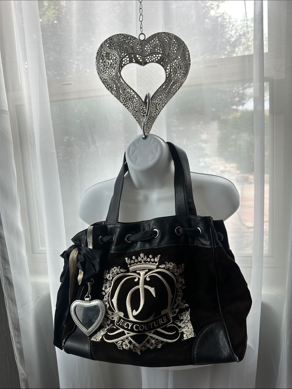 Vintage Juicy Couture Y2K Pink Label Black and Tan Logo Tote